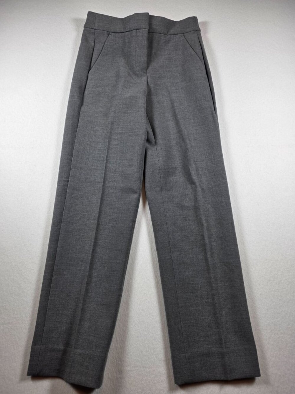 J.Crew Carreman Kate Pants Womens 00P Gray Flat Front Slash Pocket Straight Leg